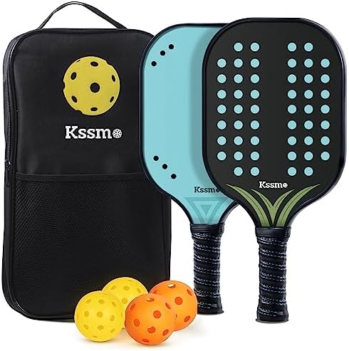 Pickleball | Pickleball Paddles Sæt Af 2 USAPA Godkendte Kulfiber Grafit Pickleball Ketsjere Med Friktionstekstureret Overflade, Polypropylen Honningkagekerne, Skridsikker Greb Med 4 Bolde Og 1 Opbevaringspose Pickleball Pickleball