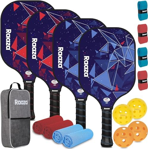 Pickleball | Pickleball Paddles Sæt – Inkluderer Fiberglass Rackets, Bolde, Overgrips, Køletasker Med Bærepose – Usapa Godkendt Pickleball Pickleball