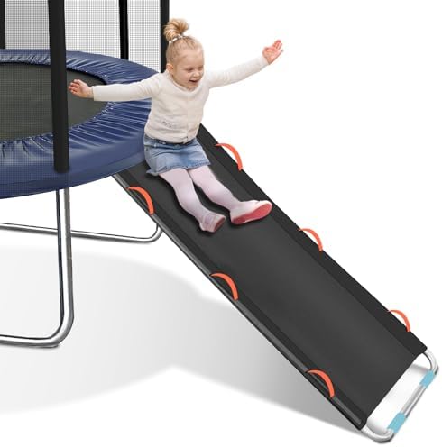 Trampoliner & Tilbehør | Trampolinsrutschebane, Universel stige til børn til at klatre op og rutsche ned, Udendørs trampolinsrutschebane tilbehør, Trampolintilbehør, Kraftig stål, Klemmer til ramme, Nem at samle Trampoliner & Tilbehør Trampoliner & Tilbehør